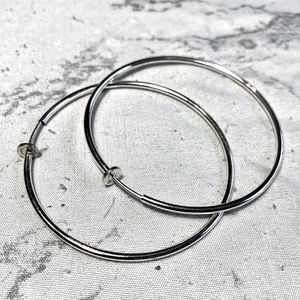 Clip-On Silver Hoop Earrings